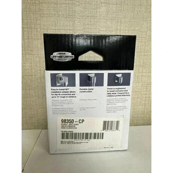 KOHLER K-98350-CP Awaken Wall-Mount Supply Elbow, Polished Chrome - Picture 2 of 3